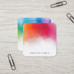 Trending Rainbow Colours Modern Colourful Abstract Square Business Card