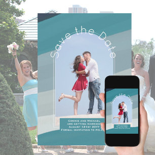Trending Save the Date   Photo Teal Navy Blue Aqua Invitation