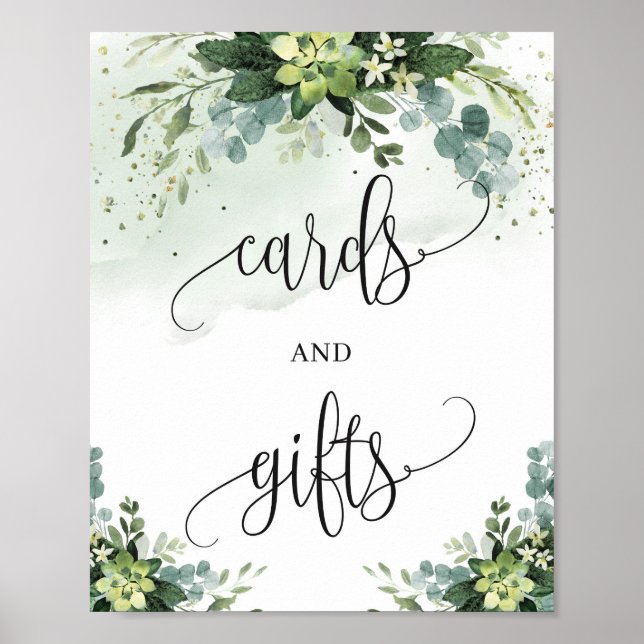 Trending succulent eucalyptus cards and gifts sign (Front)