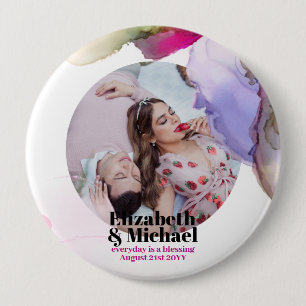 Trending Watercolor PHOTO Gift Moody 4 Inch Round Button