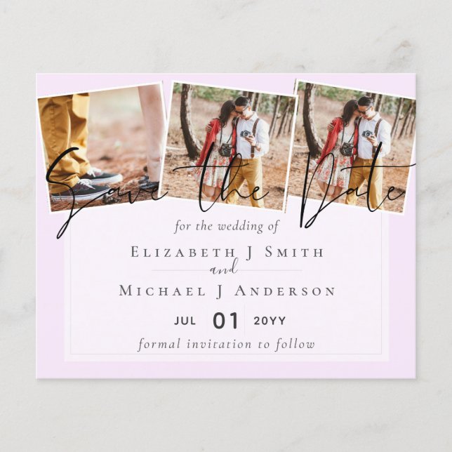 Trending Wedding Colour Pink BUDGET Save the Dates (Front)