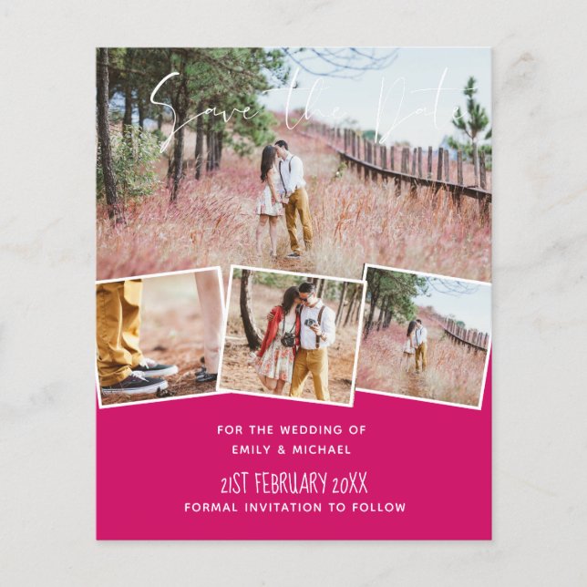 Trending Wedding Colour Pink BUDGET Save the Dates (Front)