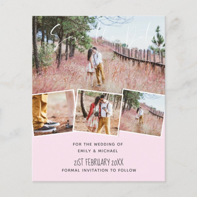 Trending Wedding Colour Pink BUDGET Save the Dates (Front)