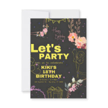 Trendy 18th Birthday Party Invitation Card 