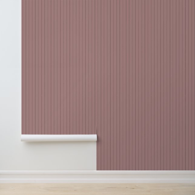 Trendy 1" Pinstripe Neutral Terracotta Nursery Wallpaper (Application)