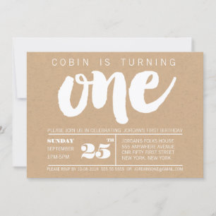 Trendy 1st Birthday Boys Number One Custom Invitation