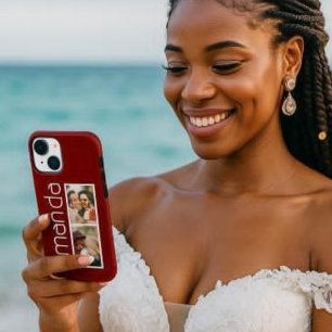 Trendy 2 Photos and Name Can Change Black iPhone 16 Case