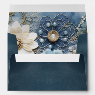 Trendy 3-D Blue Denim Print with Costume Jewellery Envelope
