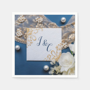 Trendy 3-D Blue Denim Print with Costume Jewellery Napkin