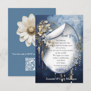 Trendy 3-D Blue Denim Print with Costume Jewellery RSVP Card