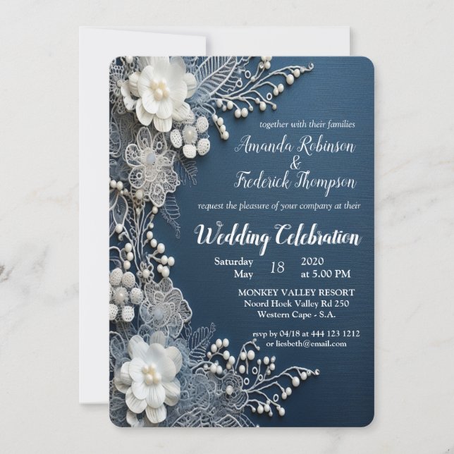 Trendy 3-D Denim Print with Costume Jewellery Invitation (Front)