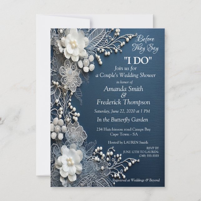Trendy 3-D Denim Print with Costume Jewellery Invitation (Front)
