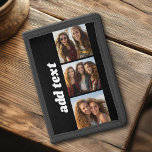 Trendy 3 Photos and Chunky Name - Black Trifold Wallet<br><div class="desc">Use 3 square photos to create a unique and personal gift. A simple black background with three photos and name. If you need to adjust the pictures,  click on the customize tool to make changes.</div>