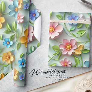 Trendy 3D Floral Daises   Modern Colorful Girly Wrapping Paper