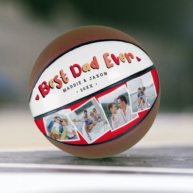 Trendy 4 Photo 'Best Dad Ever' Keepsake Basketball (Creator Uploaded)