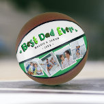 Trendy 4 Photo 'Best Dad Ever' Keepsake Basketball<br><div class="desc">Modern Father's day or birthday gift for a dad, featuring 4 insta square photographs of your choice framed in a white border, with bold text in a variety shades of green that says "Best Dad Ever" with cute little hearts either side. Customize this product by adding the children's names and...</div>