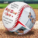 Trendy 4 Photo Best Dad Ever Keepsake Fathers Day  Baseball<br><div class="desc">Modern and Cute Father's day or birthday gift for a dad, featuring 4 insta square photographs of your choice framed in a white border on a red background that can be changed to any colour, with bold text in a variety shades of red that says "Best Dad Ever" with cute...</div>