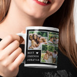 Trendy 4 Photo & Bestie Quote Best Friends Forever Coffee Mug<br><div class="desc">Best friends are such special humans. Suprise your bestie with this gorgeous trendy custom 4 (four) photo and friendship Coffee Mug. Featuring a modern picture collage, the text 'BEST FRIENDS FOREVER' and a cute little white heart, the BFF quote 'Never apart, maybe in distance, but never at heart' and name/s....</div>