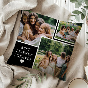 Trendy 4 Photo & Bestie Quote Best Friends Forever Throw Pillow