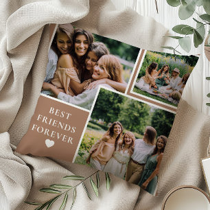 Trendy 4 Photo & Bestie Quote Best Friends Forever Throw Pillow