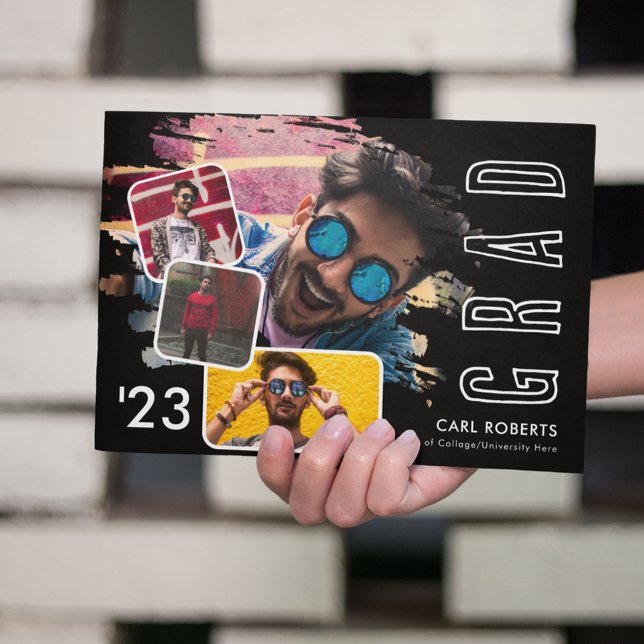 Trendy 4 Photo Collage Graduatation Announcement (Creator Uploaded)