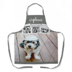 Trendy 4 Photo Collage Script Name White Grey