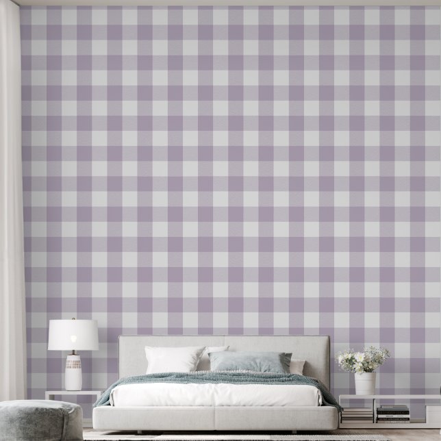 Trendy 6" Light Purple Gingham Buffalo Check Wallpaper (Bedroom)