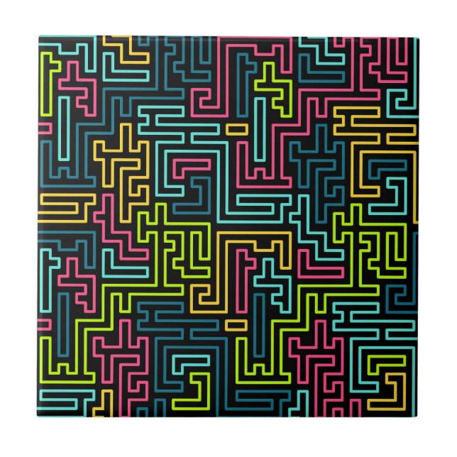 Trendy 80s Black Pattern Tile (Front)