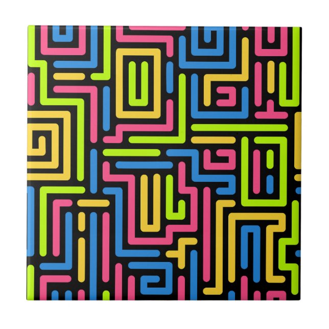 Trendy 80s Colourful Pattern Tile (Front)