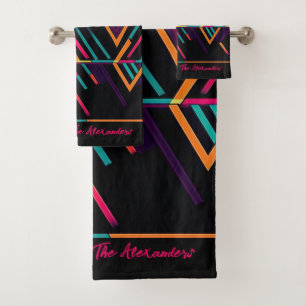 Trendy 80s design bath towel set