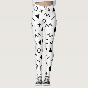 Trendy 80s Pattern Black And White  Leggings