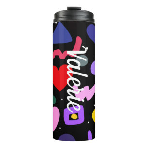 Trendy 80s Pattern Blue Ink Pen Thermal Tumbler