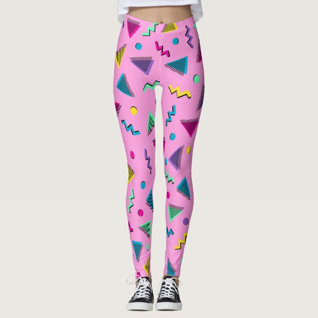 Trendy 80s Style Pink Leggings (Front)