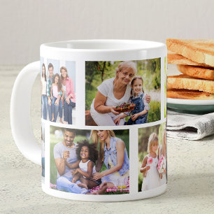 Trendy 8 Picture Masonry Grid White Photo Large Coffee Mug