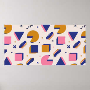Trendy 90s memphis geometric seamless pattern. Vin Poster