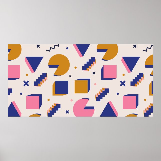 Trendy 90s memphis geometric seamless pattern. Vin Poster (Front)