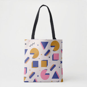 Trendy 90s memphis geometric seamless pattern. Vin Tote Bag