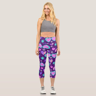 Trendy 90s Sunglasses neon Theme Capri Leggings
