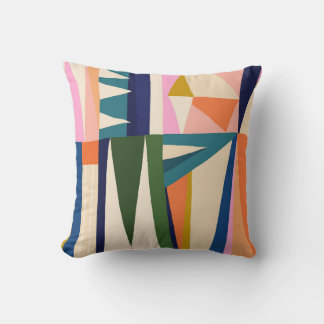 Trendy Abstract: Colourful Hand Drawn. Throw Pillow