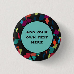 Trendy Abstract Geometric Cube Pattern 1 Inch Round Button