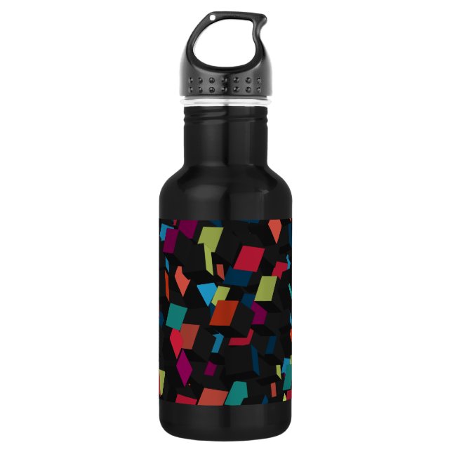 Trendy Abstract Geometric Cube Pattern 532 Ml Water Bottle (Front)