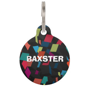 Trendy Abstract Geometric Cube Pattern Custom Pet Tag