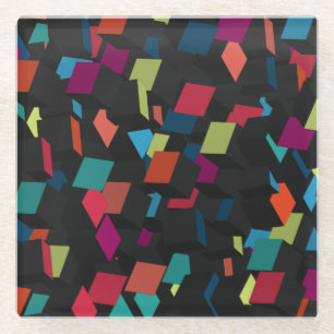 Trendy Abstract Geometric Cube Pattern Glass Coaster