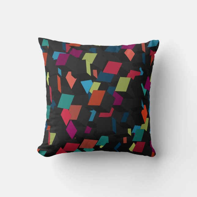 Trendy Abstract Geometric Cube Pattern Throw Pillow (Front)