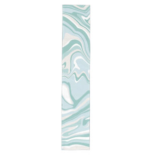Trendy Abstract Mint Blue Turquoise Marble Swirl  Medium Table Runner