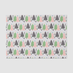 Trendy Abstract Modern Christmas Trees Pattern Tissue Paper