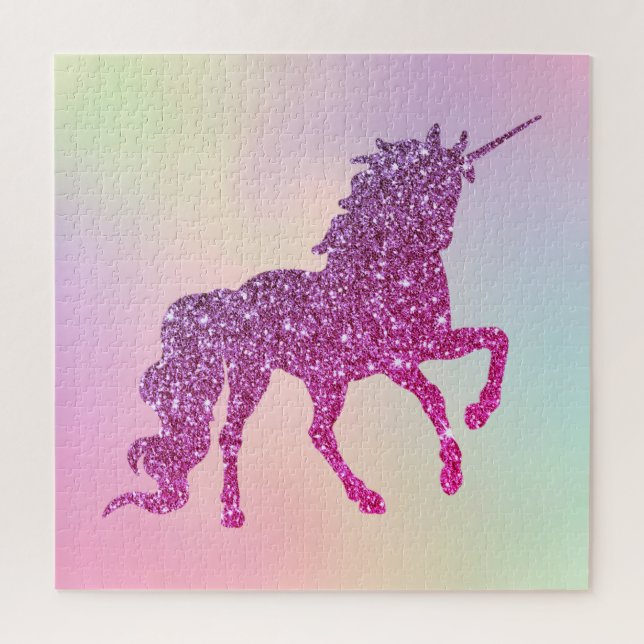Trendy Abstract Ombre Glitter Unicorn Jigsaw Puzzle (Vertical)
