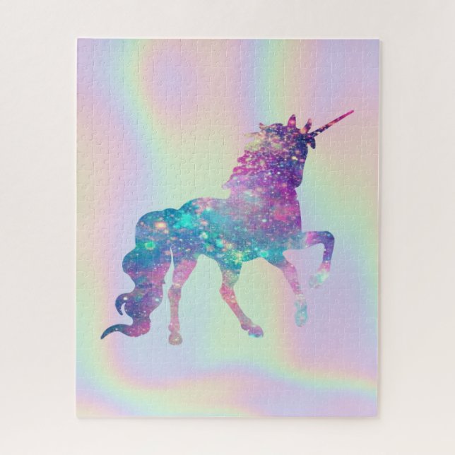 Trendy Abstract Ombre Unicorn Holographi Jigsaw Puzzle (Vertical)