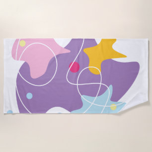 Trendy abstract pattern in purple and blue colours beach towel