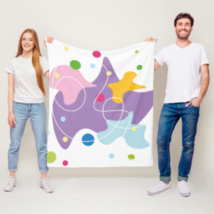 Trendy abstract pattern in purple and blue colours fleece blanket